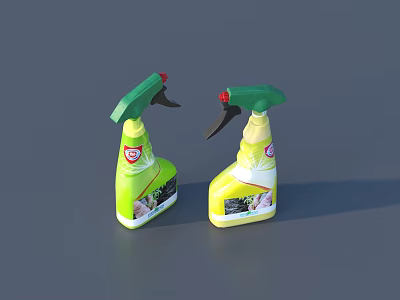 Household Cleaning Spray Bottles With Green Yellow Design And Ergonomic Nozzle 3d model
