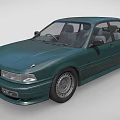 Dark Green Classic Sedan Car With Four Doors And Alloy Wheels