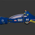 Blue Toy Racing Car With Racing Team Logo Number 44 And Yellow Tire Edges