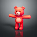 Red Teddy Bear Doll With Outstretched Arms On Gray Background With Reflection 3d model