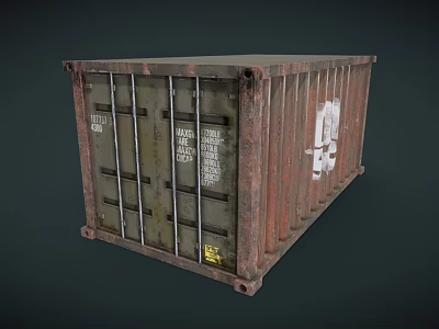 Vintage Rusty Shipping Container With Weathered Red Exterior And Metal Bars 3d model