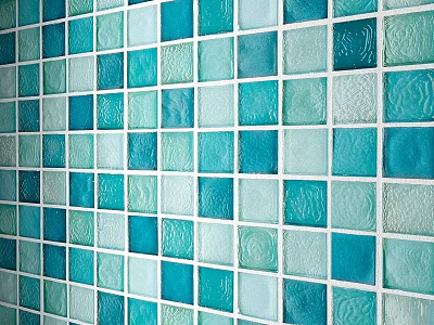 Blue Green Mosaic Tiles With Decorative Patterns For Interior Wall Design 3d model