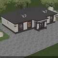 Traditional Detached Villa With Tile Roof Symmetric Windows And Lawn Front Yard