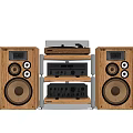 Wooden Audio Speaker System With Multiple Drivers Turntable And Amplifier 3d model