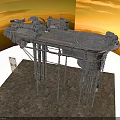 Rustic Industrial Mechanical Equipment With Circular Platform Metal Support Legs And Components