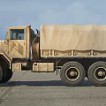 Desert Tan Military Cargo Truck With Canvas Covered Bed Large Off Road Tires