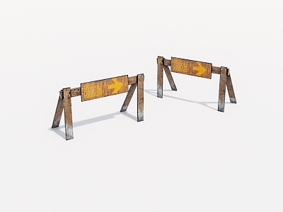 Old wooden guardrail fence 3d model