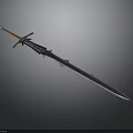 Decorative Fantasy Sword With Orange Hilt Blue Gemstone And Metallic Blade