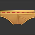 Yellow Rectangular Component With Red Accents And Decorative Edges Design