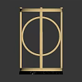 Gold Metal Decorative Ornament With Circular Frame And Black Marble Base