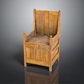 Vintage Wooden Accent Chair With Carved Backrest And Armrest Design Details