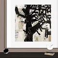 Abstract Black And White Geometric Painting For Modern Interior Wall Art Decor