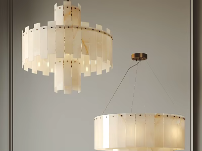 Modern White Layered Chandelier Design With Soft Lighting For Contemporary Spaces 3d model