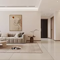 Modern Living Dining Room Interior With Light Sofa Coffee Table Rug And Decorative Painting