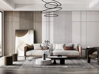 Modern Living Room Living Room Sofa Coffee Table Combination 3d model