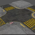Industrial Ground Construction With Concrete Platforms Steps Textured Pavement Yellow Stripes And Red White Markers