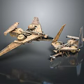 Golden Metallic Space Shuttle Models Showcasing Detailed Wings And Engines
