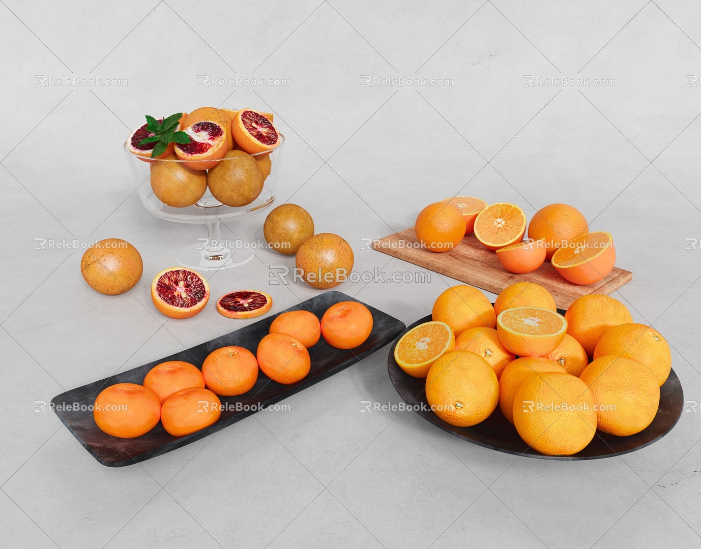 orange orange fruit plate 3d model