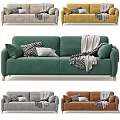 Cozy Multi Colored Sofa Set With Decorative Pillows And Soft Blankets 3d model