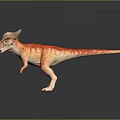 Orange And White Dinosaur Model With Spiked Head In Standing Posture On Gray Gradient Background 3d model