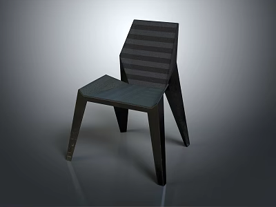 Modern Leisure Chair With Dark Wooden Frame Striped Backrest And Slender Legs Design 3d model