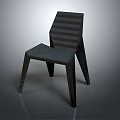 Modern Leisure Chair With Dark Wooden Frame Striped Backrest And Slender Legs Design