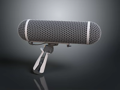 Studio Grade Professional Recording Microphone With Mesh Windscreen And Metal Stand 3d model