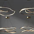 Modern Multiple Golden Curved Design Chandeliers For Stylish Elegant Interior 3d model