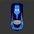 Blue Bugatti Racing Sports Car With Streamlined Design Aerodynamic Rear Wing And Shiny Finish