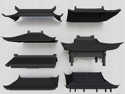 New Chinese Eaves Roof Door Head Tile Roof 3d model