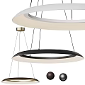 Modern Circular Double Layer Pendant Light With White Black Rings And Brass Details