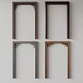 Four Traditional Wooden Door Frames With Carved Patterns And Different Finishes