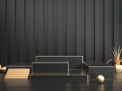 High-end black gold business display table with map background product with map light luxury DP beautiful Chen 3d model