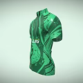 Green Short Sleeve Cycling Jersey With Pattern Design And Cycling Text