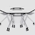 Student Table and Chair Splicing Table Combination Table and Chair Hexagonal Table Round Table 3d model