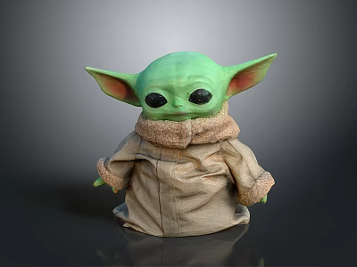 Popular Game And Movie Character With Green Skin Big Eyes And Brown Fur Collar Coat 3d model