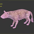 Orange White Spotted Mythical Creature Standing with Canine Like Body Smooth Texture and Shiny Reflection