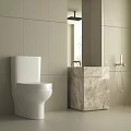 Modern Bathroom Interior Design With Gray Tile Walls White Toilet And Marble Vanity