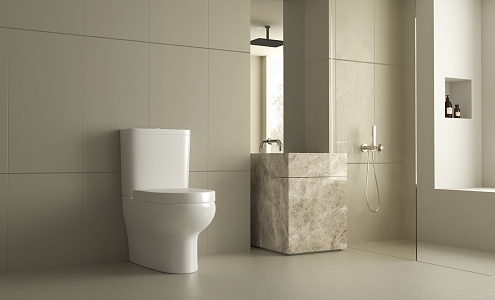 Cream wind toilet scene 3d model