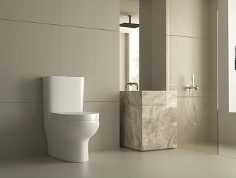 Cream wind toilet scene 3d model