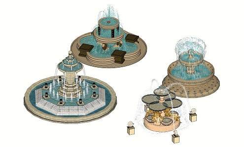 European Style Fountain Classical Outdoor Fountain 3d model