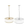 Modern Double Layered Chandelier With Gold Black Frame And Transparent Glass