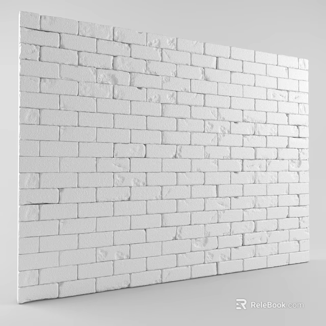 White Brick Wall With Rustic Texture For Modern Home Interior Design 3d model 