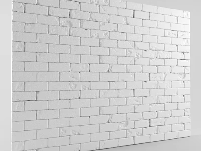 White Brick Wall With Rustic Texture For Modern Home Interior Design 3d model
