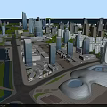 Urban Aerial Planning With High Rise Buildings Roads Water Bodies Island And Green Spaces