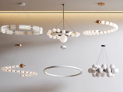 Contemporary Chandeliers With Circular Rings And Spherical Balls For Modern Interior Design 3d model