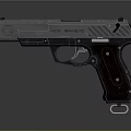 Modern Sleek Tactical Pistol Design With Metal Frame And Wooden Grip