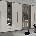 Modern Wardrobe Design With Glass Doors Metal Handles And Storage Compartments