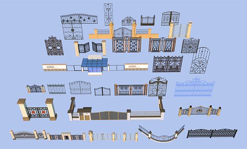 European-style iron gate 3d model