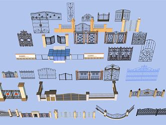 European-style iron gate 3d model